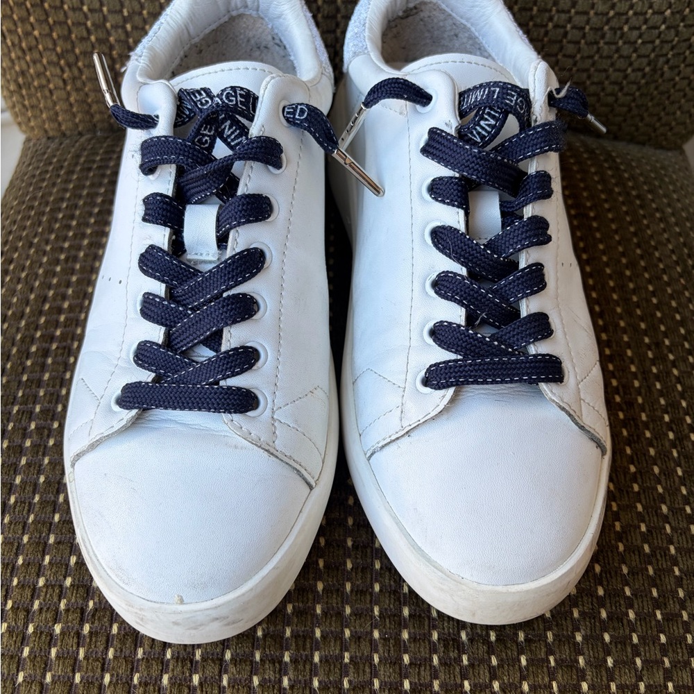 Women’s White and Navy Sneakers (Sparkly Back)